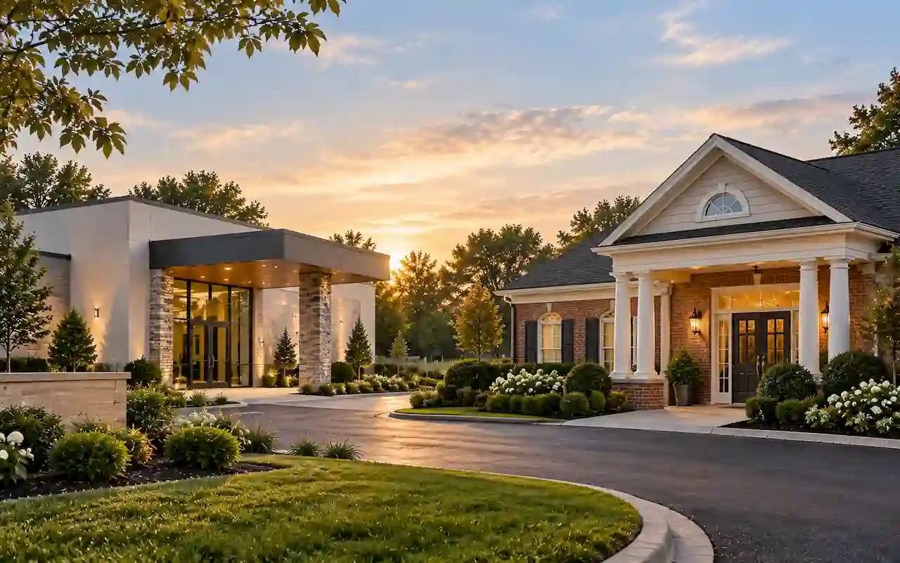 Modern cremation facility and traditional funeral home compared for financing